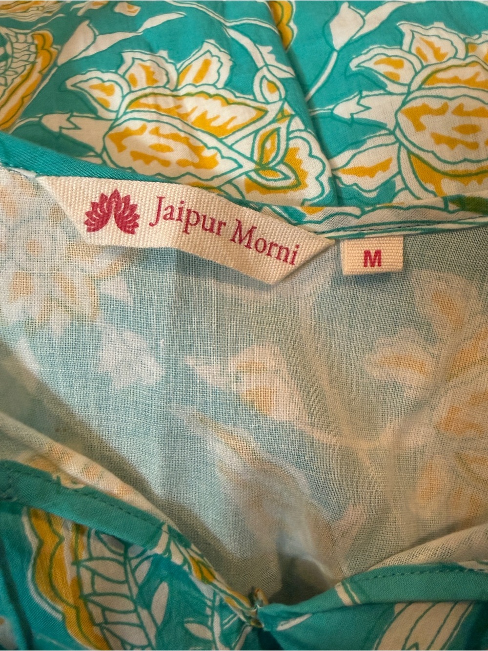 Jaipur Morni Floral Print Tie-Up Neck Puff Sleeves Pure Cotton A-Line Dress - Picture 7 of 9